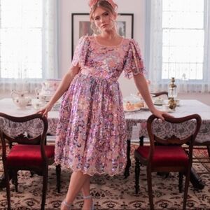 JessaKae Pink Iridescent Sequin Midi Dress
